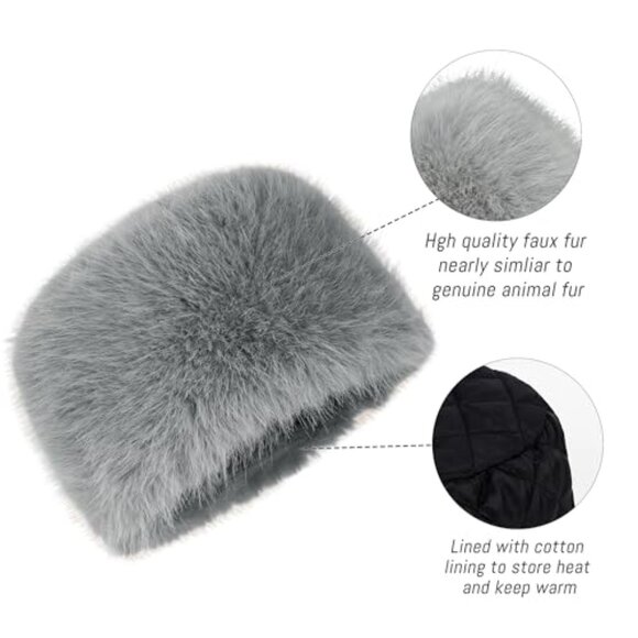 Faux Fur Bucket Hat Plush Warm Winter Russian Style Elegant Chic